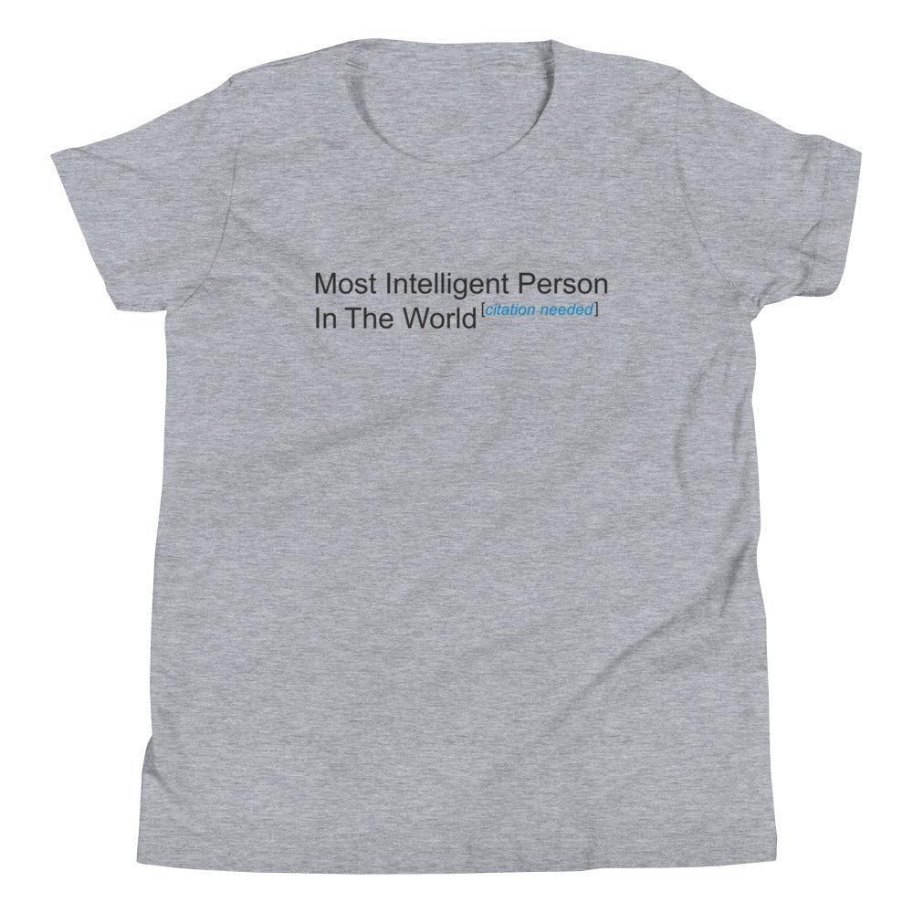 Most Intelligent Person in the World Citation Needed Kid's Youth Tee Hoodie, Sweatshirt | PureTeeCo.com (Image 2)