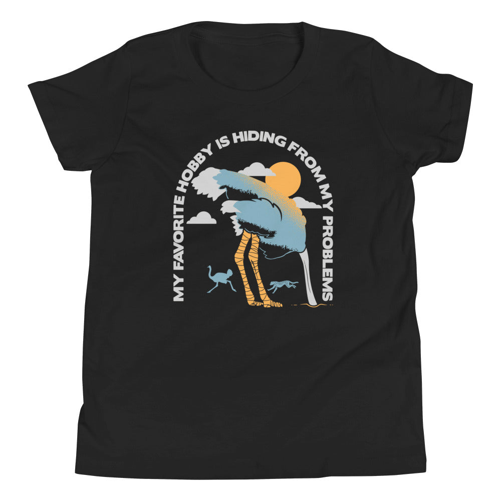My Favorite Hobby Is Hiding From My Problems Kid's Youth Tee Hoodie, Sweatshirt | PureTeeCo.com (Image 1)