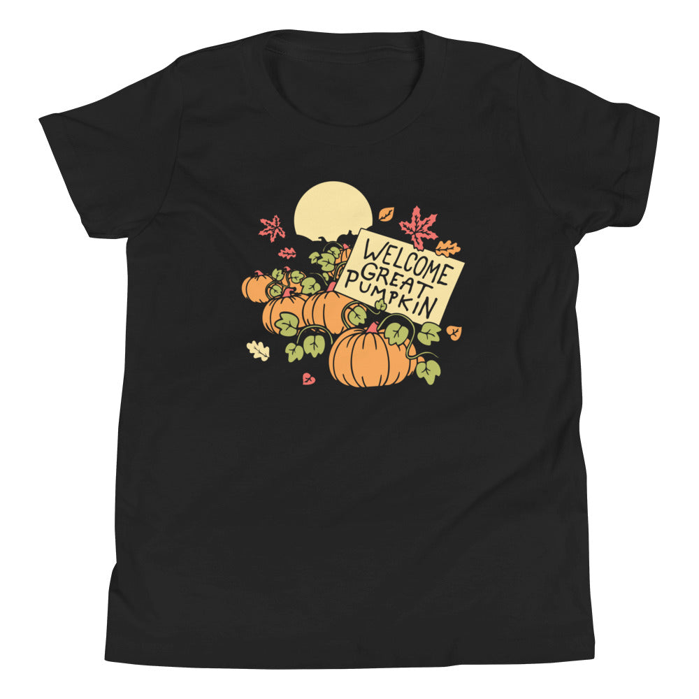 Welcome Great Pumpkin Kid's Youth Tee Hoodie, Sweatshirt | PureTeeCo.com (Image 1)