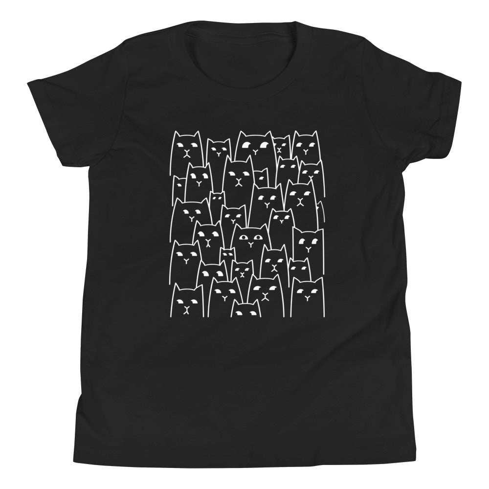 Suspicious Cats Kid's Youth Tee Hoodie, Sweatshirt | PureTeeCo.com (Image 1)