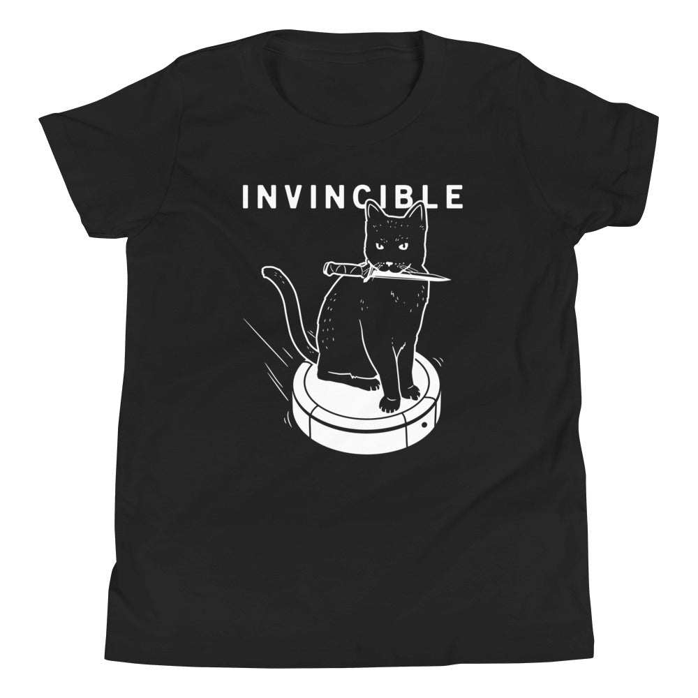 Invincible Cat Kid's Youth Tee Hoodie, Sweatshirt | PureTeeCo.com (Image 1)