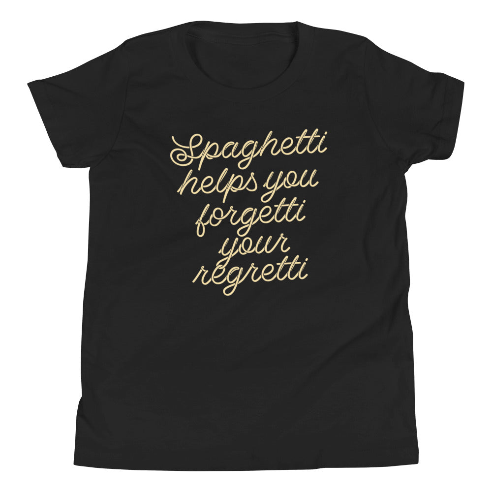 Spaghetti Helps You Forgetti Your Regretti Kid's Youth Tee Hoodie, Sweatshirt | PureTeeCo.com (Image 2)