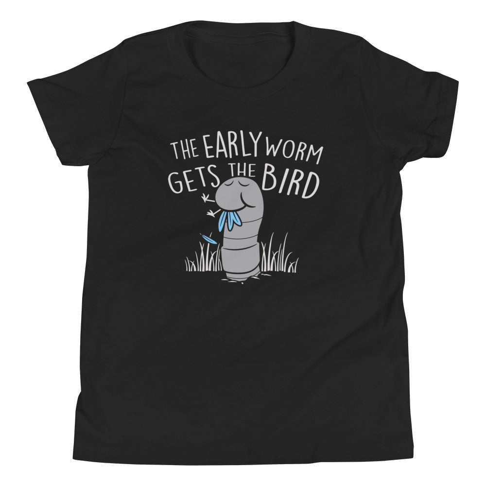The Early Worm Gets The Bird Kid's Youth Tee Hoodie, Sweatshirt | PureTeeCo.com (Image 2)