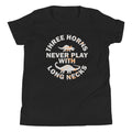 Three Horns Never Play With Long Necks Kid's Youth Tee Hoodie, Sweatshirt | PureTeeCo.com (Image 1)