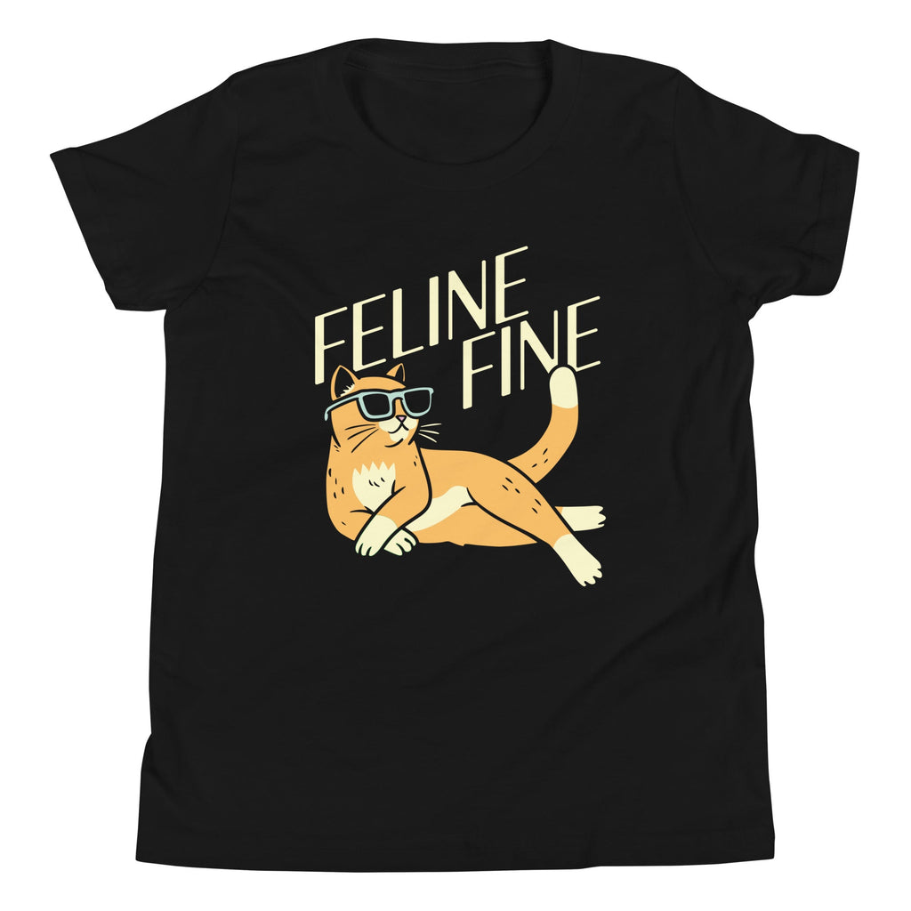 Feline Fine Kid's Youth Tee Hoodie, Sweatshirt | PureTeeCo.com (Image 2)