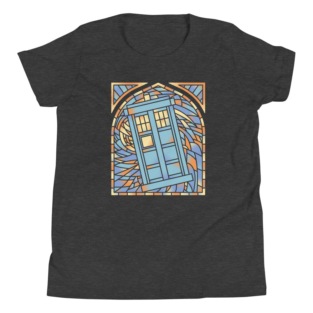 Stained Glass Police Box Kid's Youth Tee Hoodie, Sweatshirt | PureTeeCo.com (Image 3)