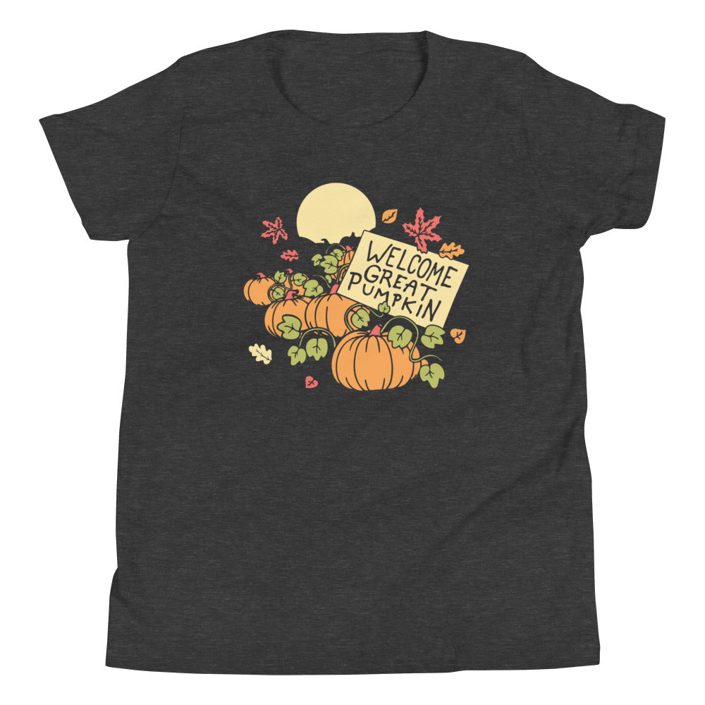 Welcome Great Pumpkin Kid's Youth Tee Hoodie, Sweatshirt | PureTeeCo.com (Image 3)