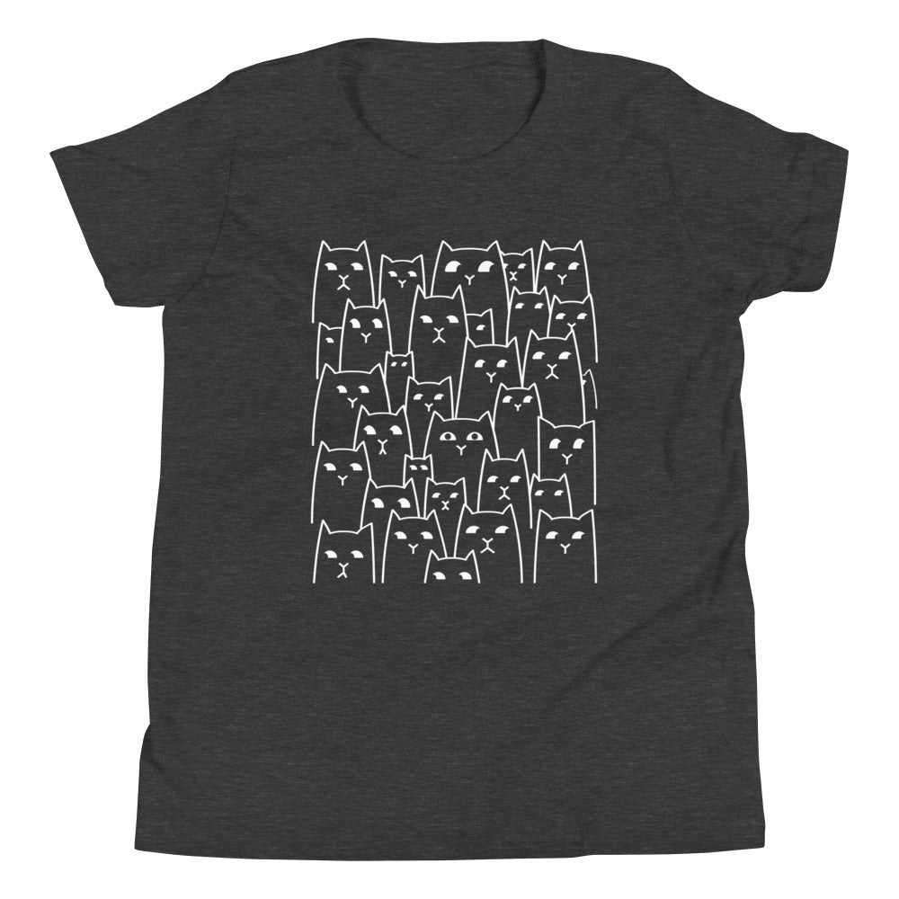 Suspicious Cats Kid's Youth Tee Hoodie, Sweatshirt | PureTeeCo.com (Image 3)