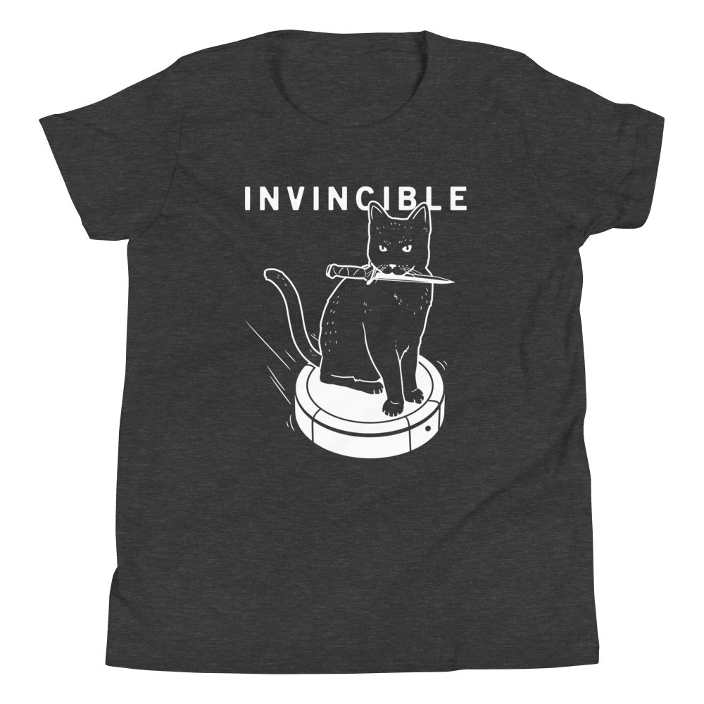 Invincible Cat Kid's Youth Tee Hoodie, Sweatshirt | PureTeeCo.com (Image 3)