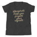Spaghetti Helps You Forgetti Your Regretti Kid's Youth Tee Hoodie, Sweatshirt | PureTeeCo.com (Image 1)