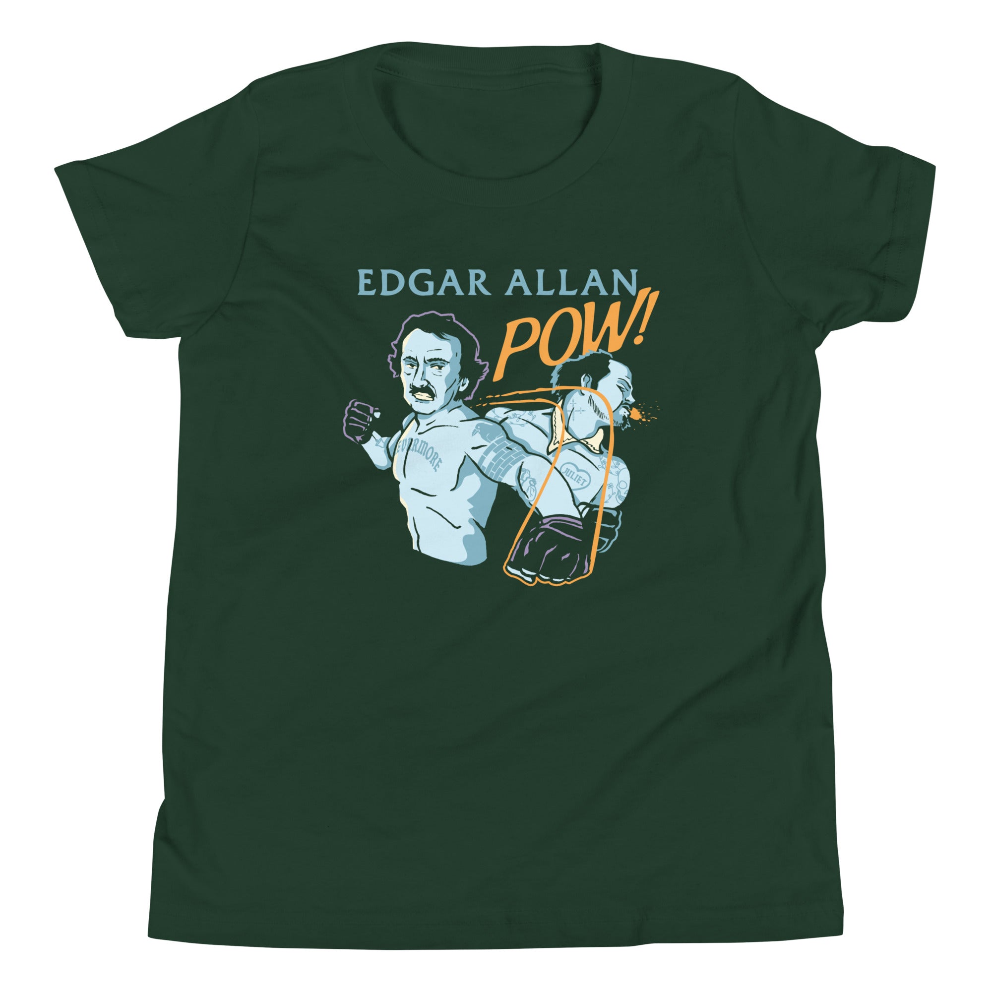 Edgar Allan Pow! Kid's Youth Tee Hoodie, Sweatshirt | PureTeeCo.com (Image 4)