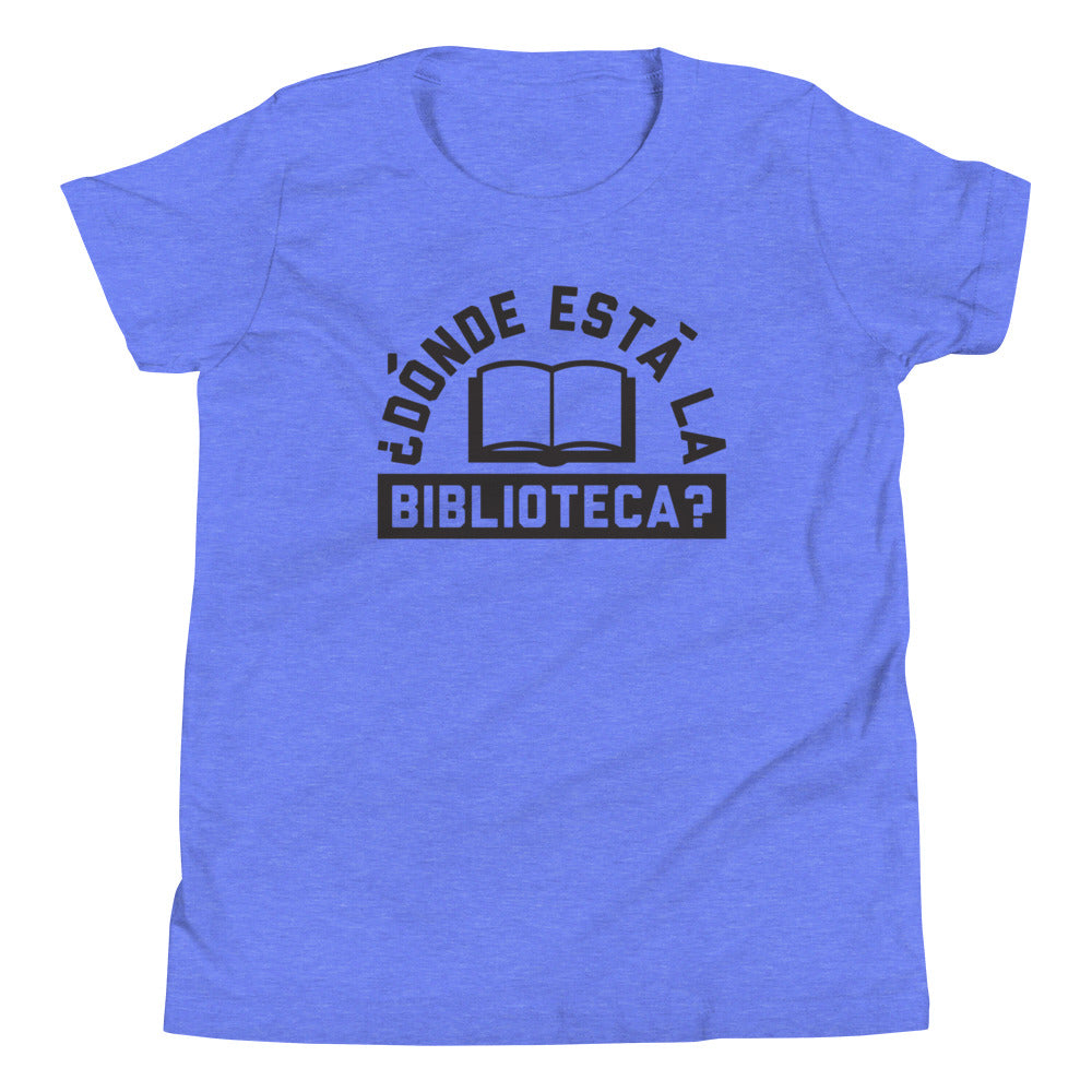 Donde Esta La Biblioteca? Kid's Youth Tee Hoodie, Sweatshirt | PureTeeCo.com (Image 3)