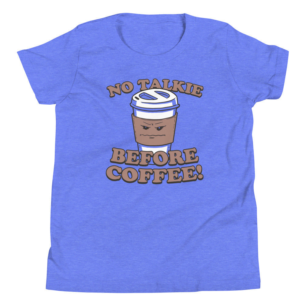 No Talkie Before Coffee! Kid's Youth Tee Hoodie, Sweatshirt | PureTeeCo.com (Image 2)