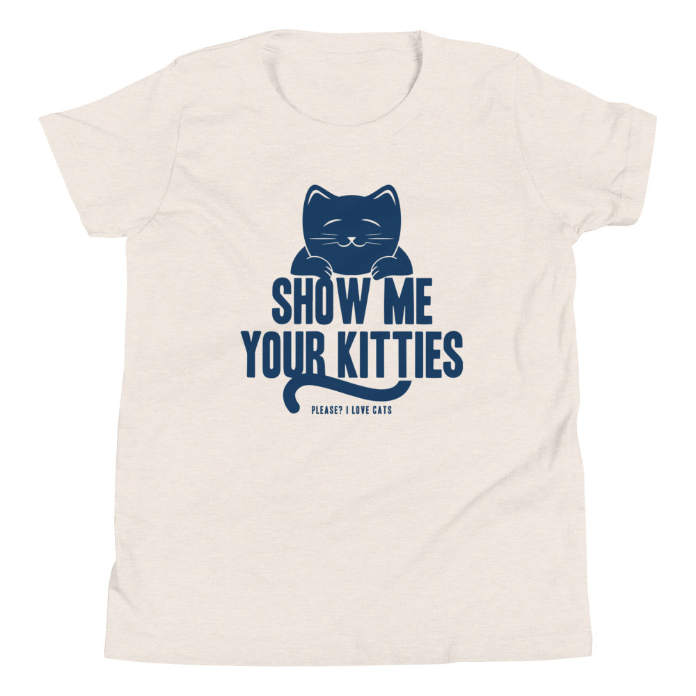 Show Me Your Kitties Kid's Youth Tee Hoodie, Sweatshirt | PureTeeCo.com (Image 4)