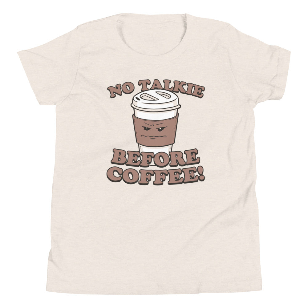No Talkie Before Coffee! Kid's Youth Tee Hoodie, Sweatshirt | PureTeeCo.com (Image 3)