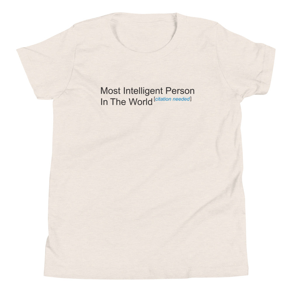 Most Intelligent Person in the World Citation Needed Kid's Youth Tee Hoodie, Sweatshirt | PureTeeCo.com (Image 4)
