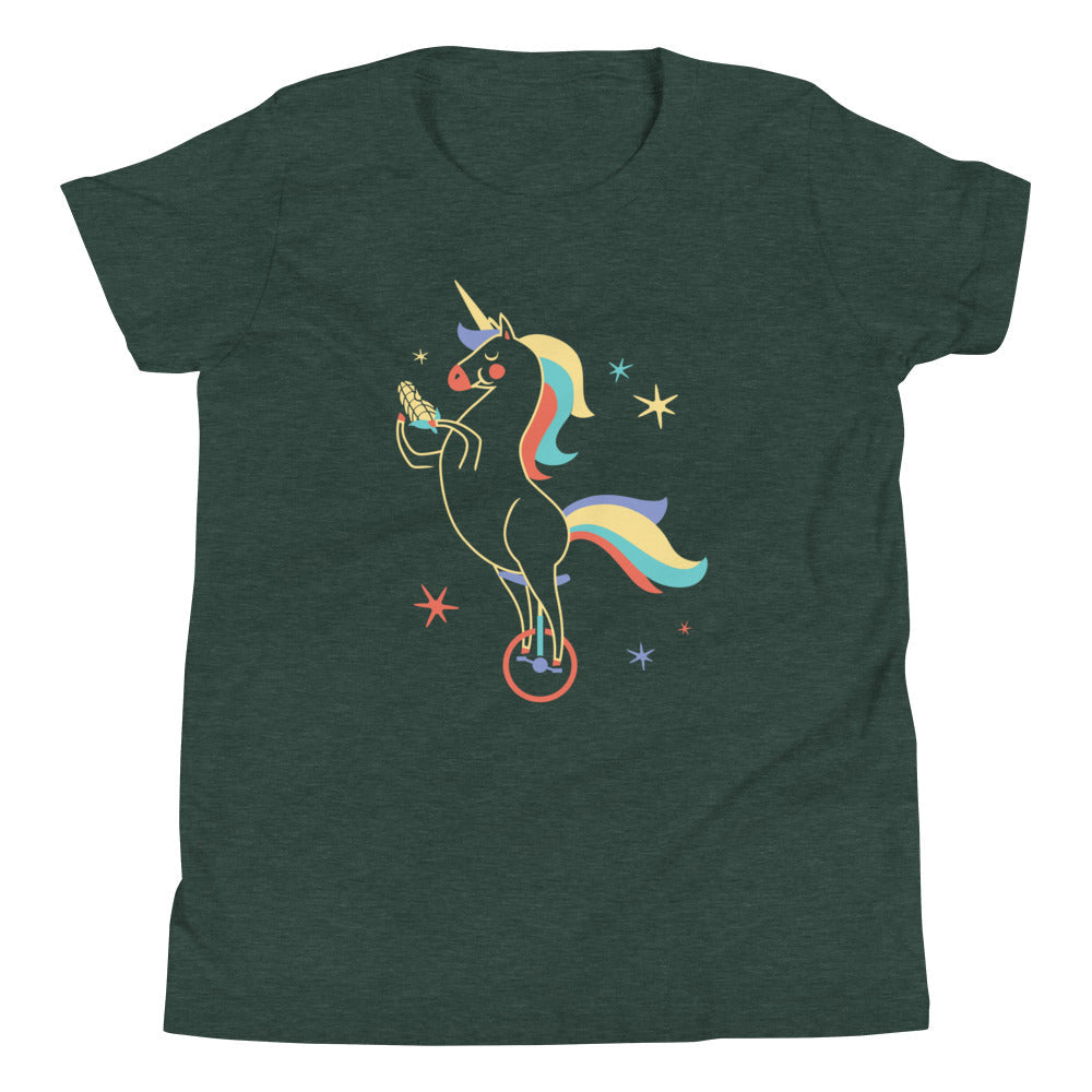 Unicycling Unicorn With Corn Kid's Youth Tee Hoodie, Sweatshirt | PureTeeCo.com (Image 5)