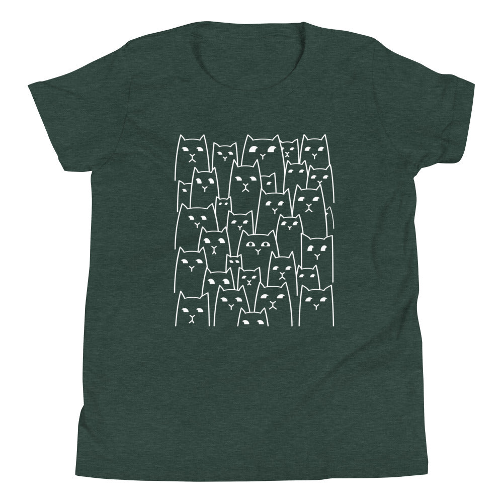 Suspicious Cats Kid's Youth Tee Hoodie, Sweatshirt | PureTeeCo.com (Image 4)
