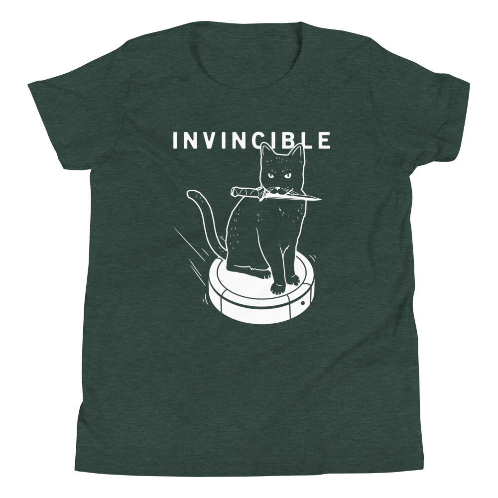 Invincible Cat Kid's Youth Tee Hoodie, Sweatshirt | PureTeeCo.com (Image 4)