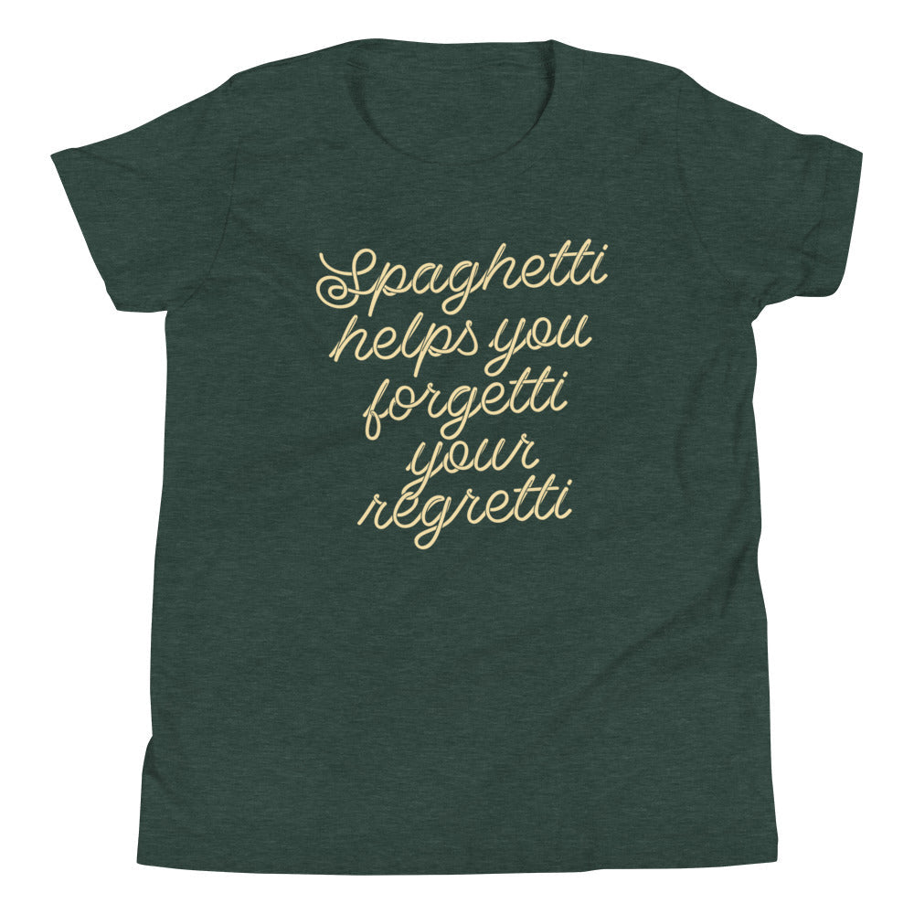 Spaghetti Helps You Forgetti Your Regretti Kid's Youth Tee Hoodie, Sweatshirt | PureTeeCo.com (Image 4)