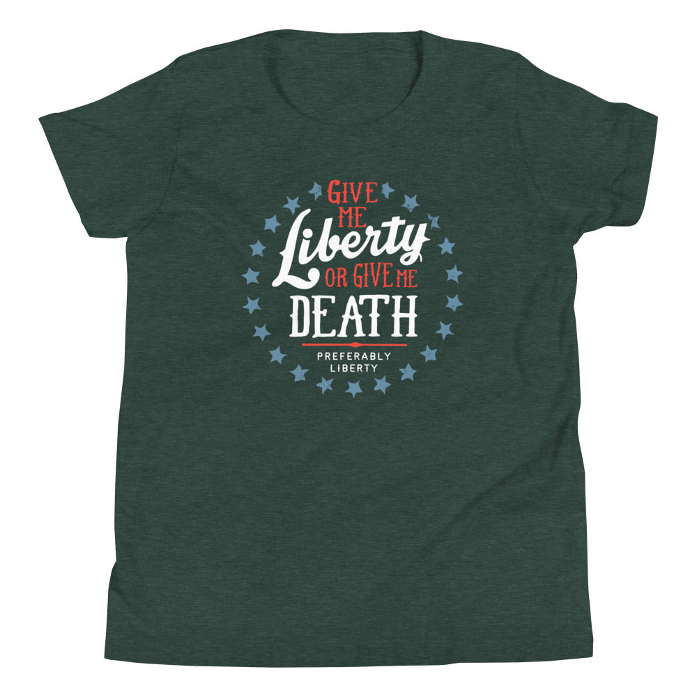 Liberty Or Death, Preferably Liberty Kid's Youth Tee Hoodie, Sweatshirt | PureTeeCo.com (Image 3)