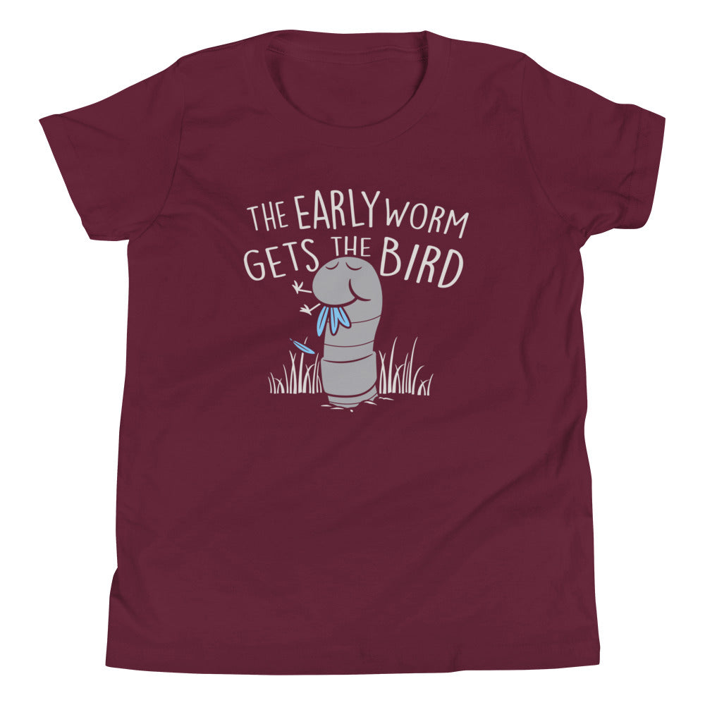 The Early Worm Gets The Bird Kid's Youth Tee Hoodie, Sweatshirt | PureTeeCo.com (Image 3)
