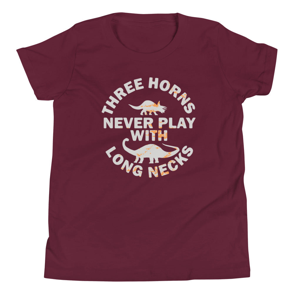 Three Horns Never Play With Long Necks Kid's Youth Tee Hoodie, Sweatshirt | PureTeeCo.com (Image 3)