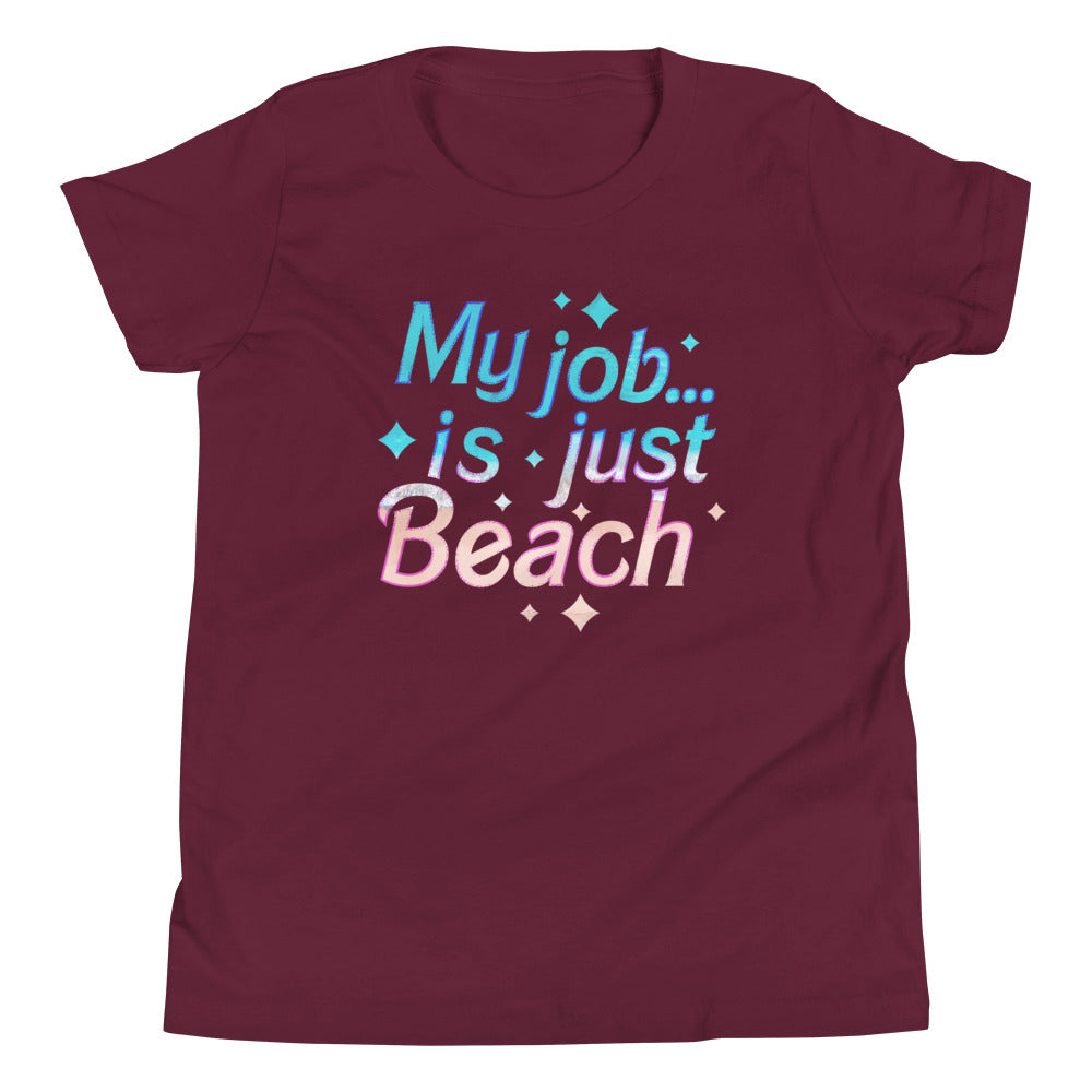 My Job Is Just Beach Kid's Youth Tee Hoodie, Sweatshirt | PureTeeCo.com (Image 4)