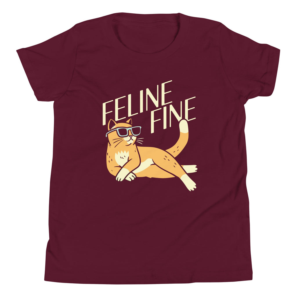 Feline Fine Kid's Youth Tee Hoodie, Sweatshirt | PureTeeCo.com (Image 3)