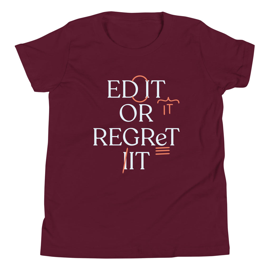 Edit Or Regret It Kid's Youth Tee Hoodie, Sweatshirt | PureTeeCo.com (Image 3)