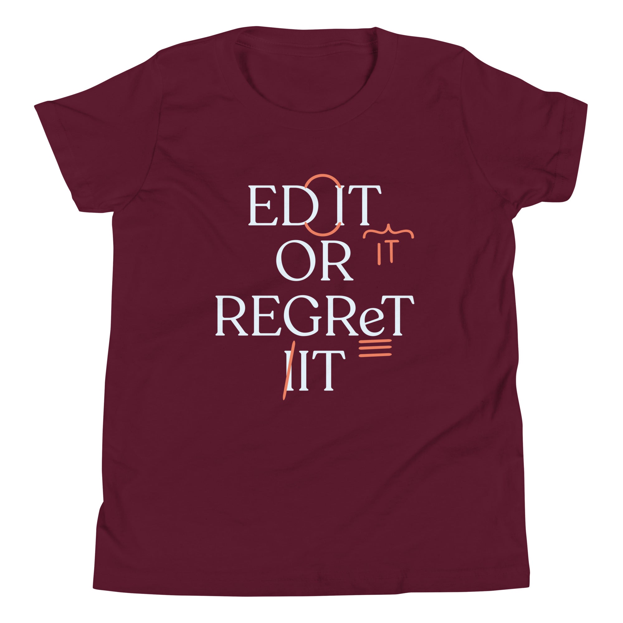 Edit Or Regret It Kid's Youth Tee Hoodie, Sweatshirt | PureTeeCo.com (Image 3)