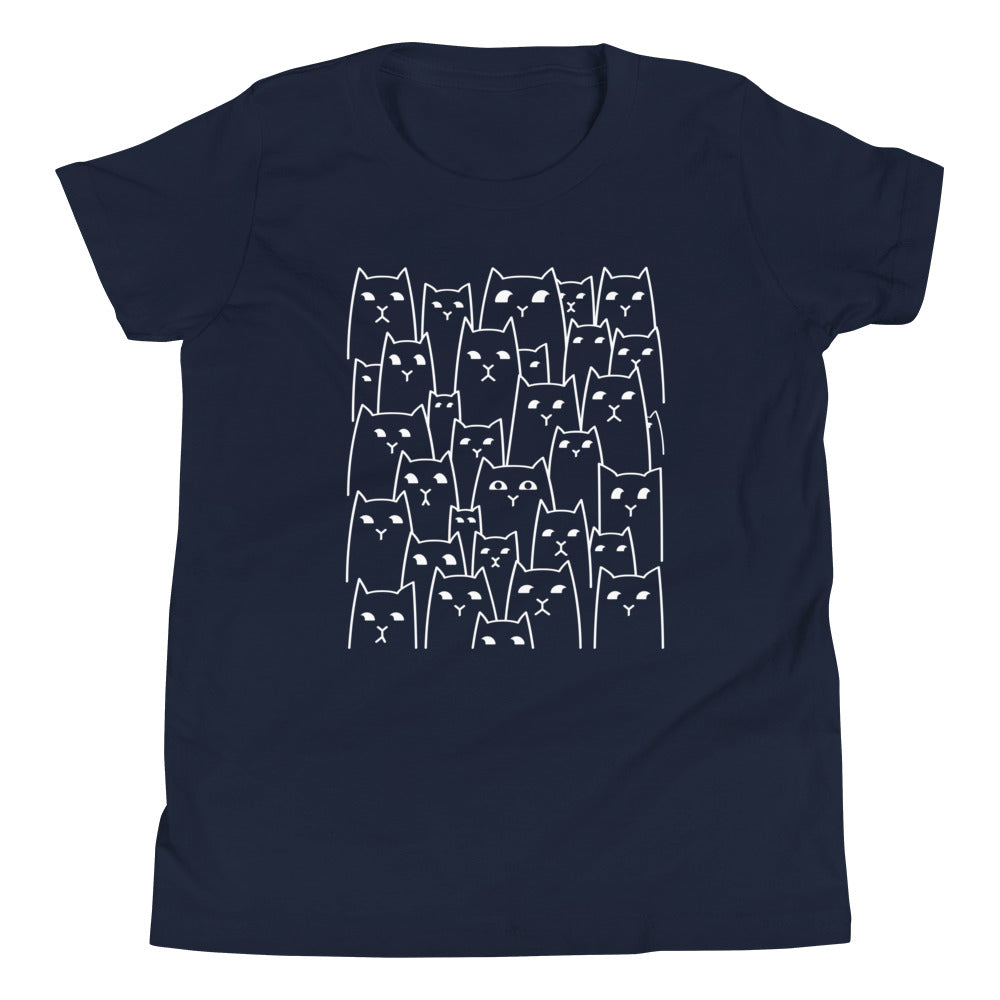Suspicious Cats Kid's Youth Tee Hoodie, Sweatshirt | PureTeeCo.com (Image 2)