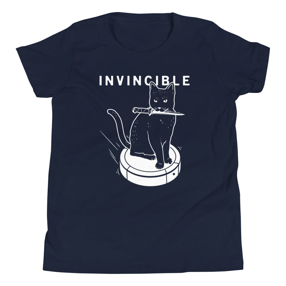 Invincible Cat Kid's Youth Tee Hoodie, Sweatshirt | PureTeeCo.com (Image 2)