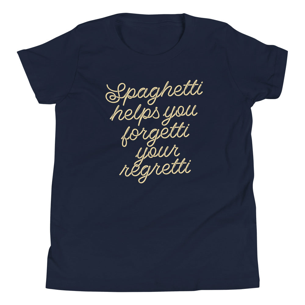 Spaghetti Helps You Forgetti Your Regretti Kid's Youth Tee Hoodie, Sweatshirt | PureTeeCo.com (Image 3)