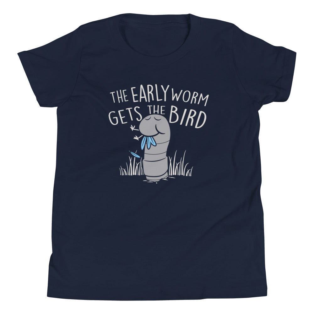 The Early Worm Gets The Bird Kid's Youth Tee Hoodie, Sweatshirt | PureTeeCo.com (Image 1)