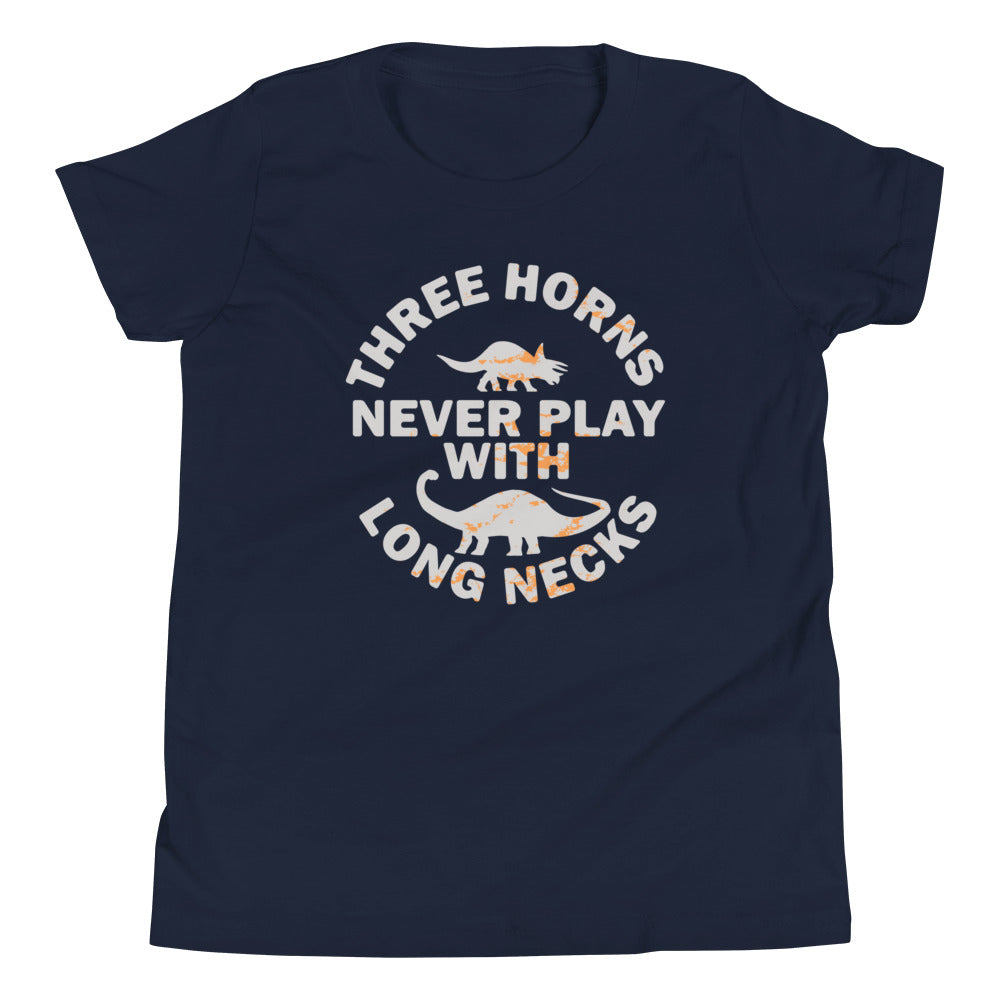Three Horns Never Play With Long Necks Kid's Youth Tee Hoodie, Sweatshirt | PureTeeCo.com (Image 2)