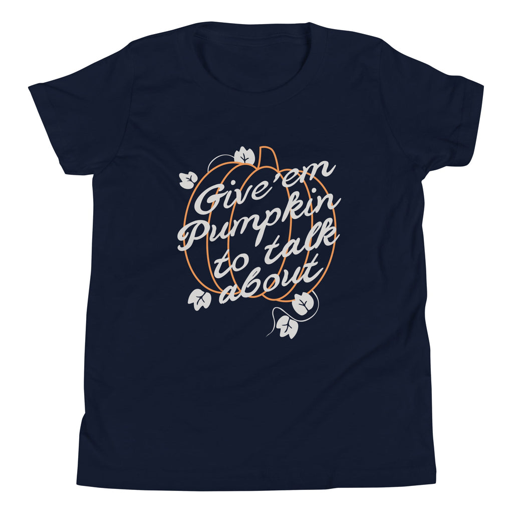 Give 'em Pumpkin To Talk About Kid's Youth Tee Hoodie, Sweatshirt | PureTeeCo.com (Image 3)