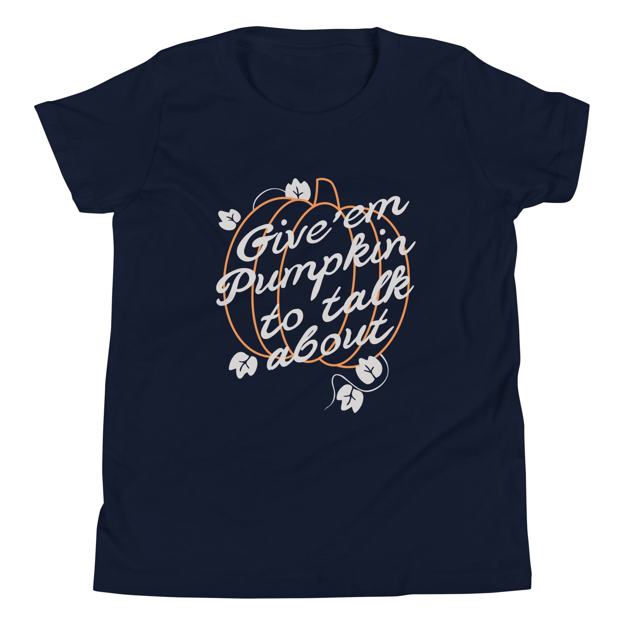 Give 'em Pumpkin To Talk About Kid's Youth Tee Hoodie, Sweatshirt | PureTeeCo.com (Image 3)