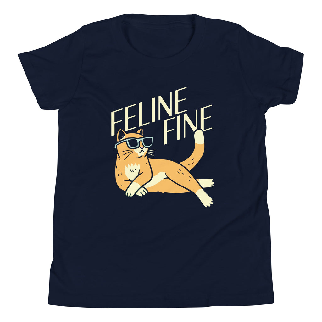 Feline Fine Kid's Youth Tee Hoodie, Sweatshirt | PureTeeCo.com (Image 1)