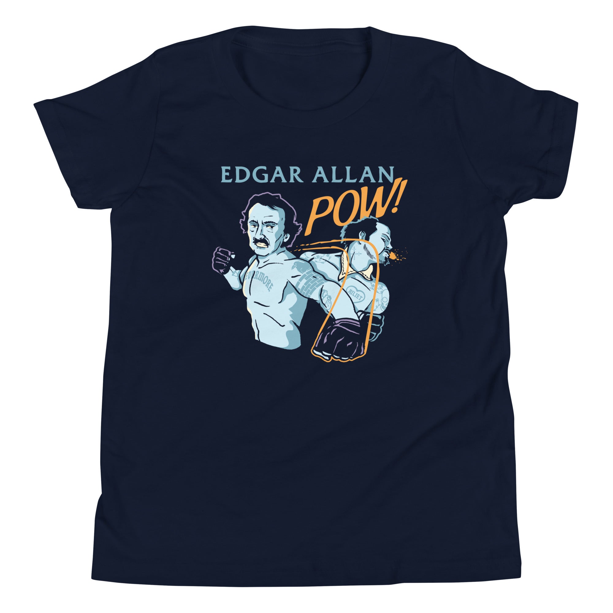Edgar Allan Pow! Kid's Youth Tee Hoodie, Sweatshirt | PureTeeCo.com (Image 1)
