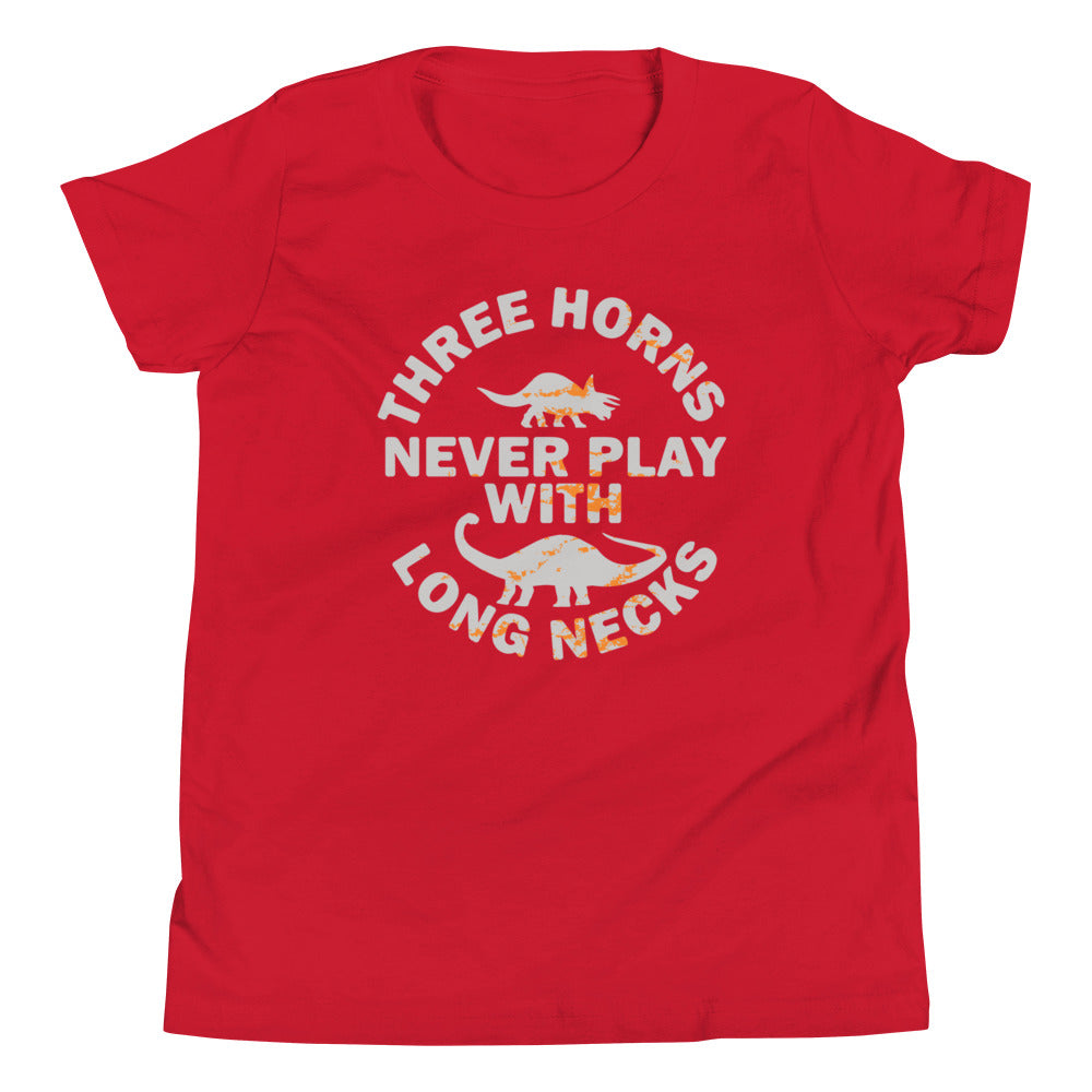 Three Horns Never Play With Long Necks Kid's Youth Tee Hoodie, Sweatshirt | PureTeeCo.com (Image 4)