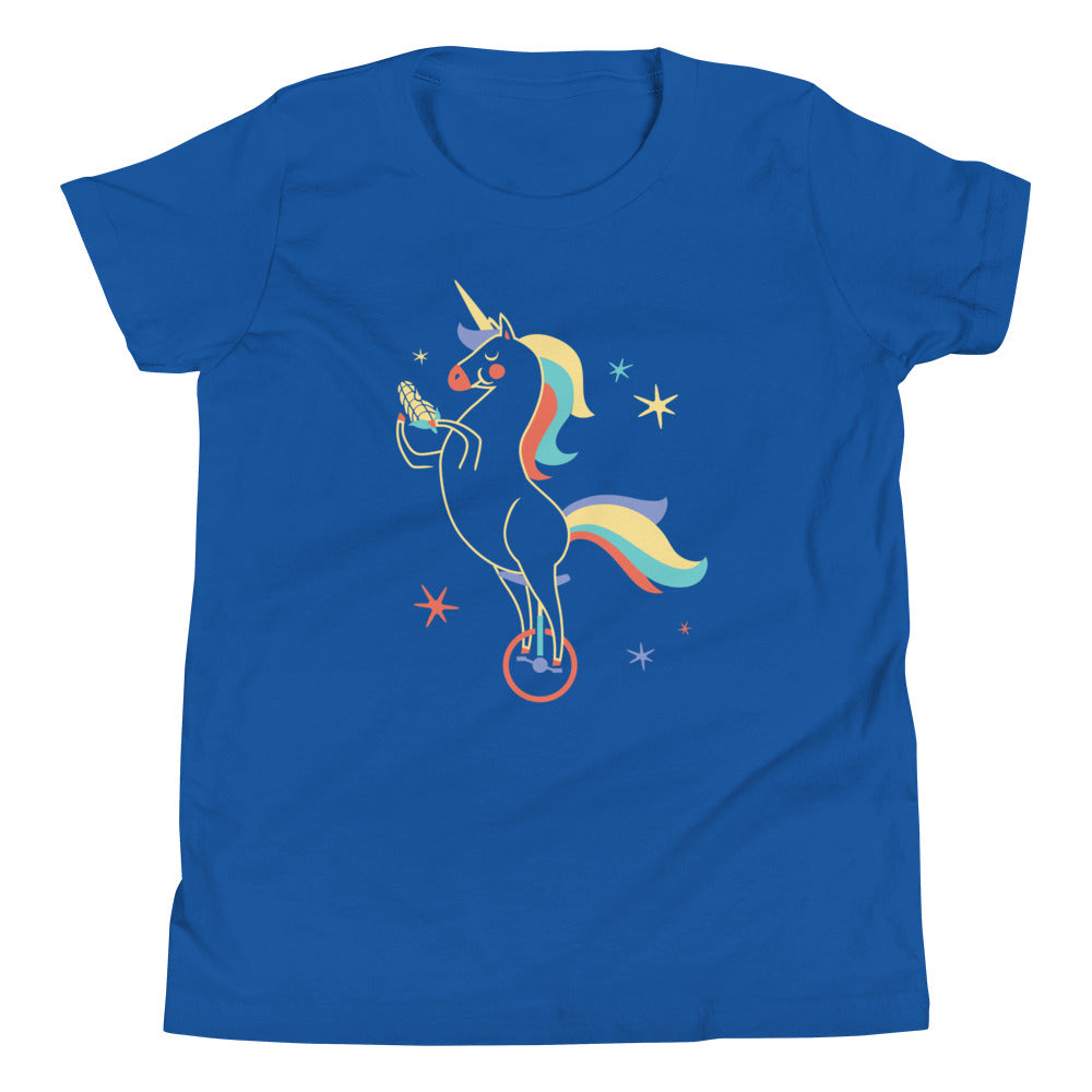 Unicycling Unicorn With Corn Kid's Youth Tee Hoodie, Sweatshirt | PureTeeCo.com (Image 4)