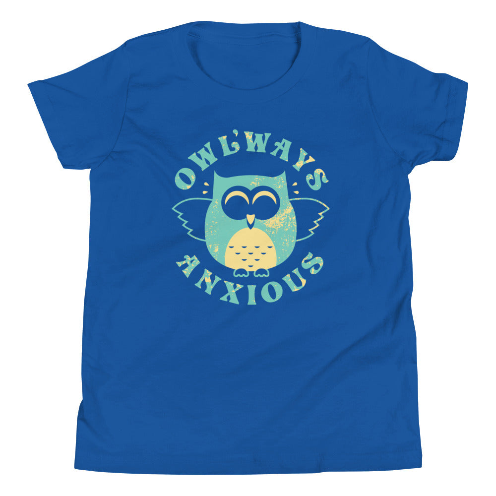Owlways Anxious Kid's Youth Tee Hoodie, Sweatshirt | PureTeeCo.com (Image 1)