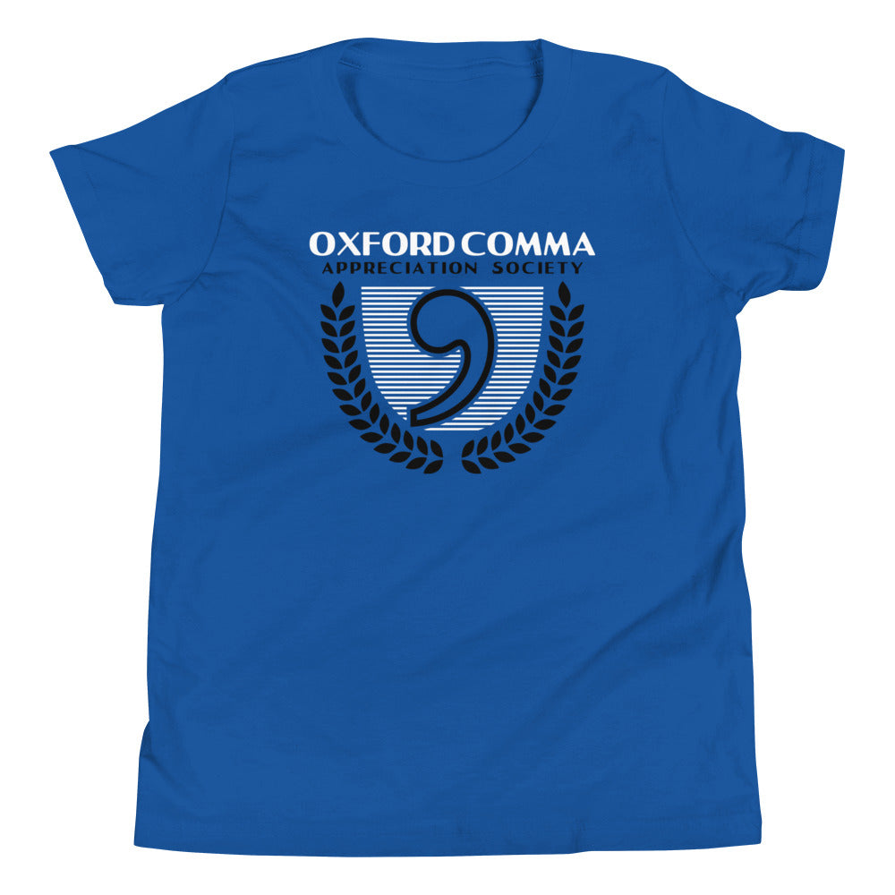 Oxford Comma Appreciation Society Kid's Youth Tee Hoodie, Sweatshirt | PureTeeCo.com (Image 4)
