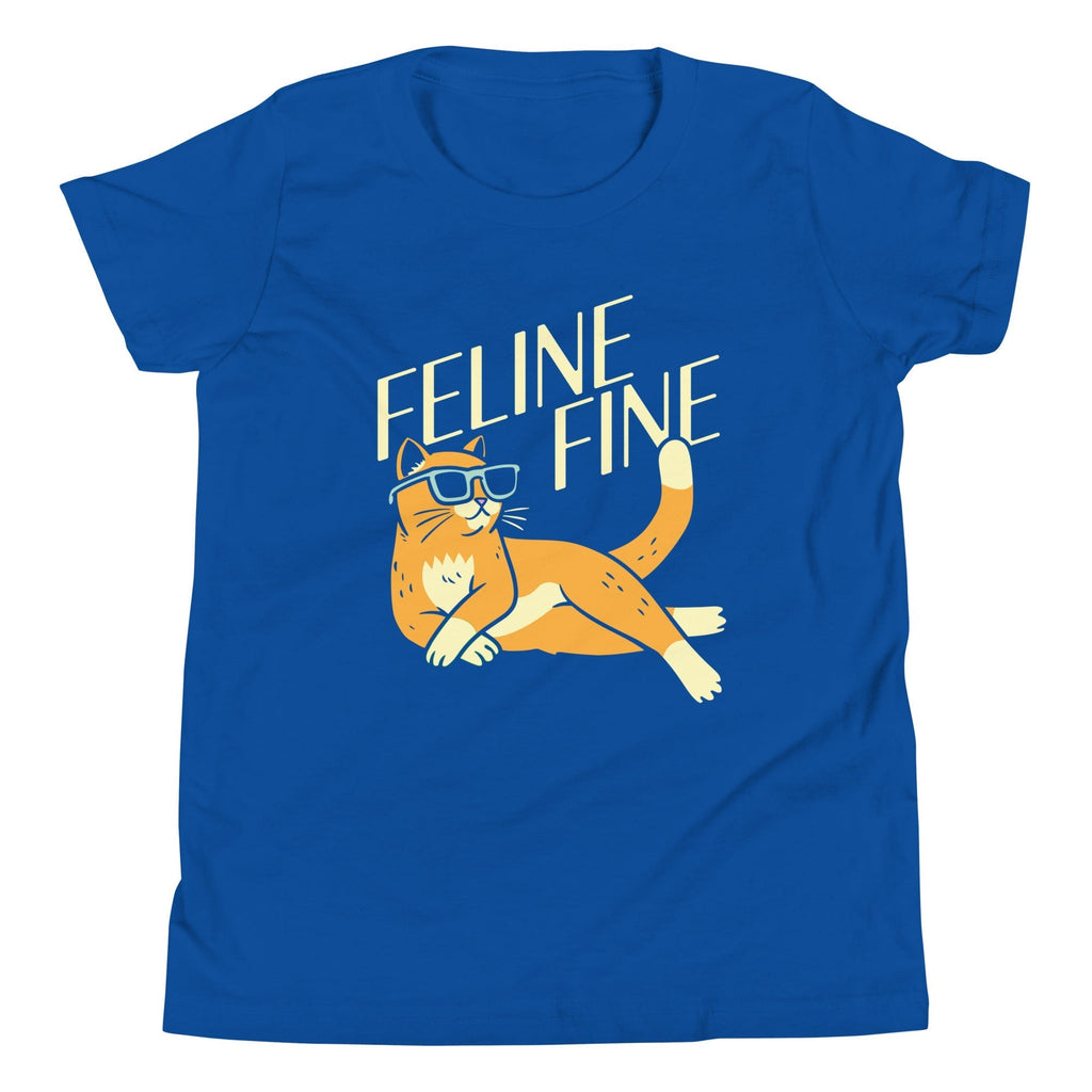 Feline Fine Kid's Youth Tee Hoodie, Sweatshirt | PureTeeCo.com (Image 4)