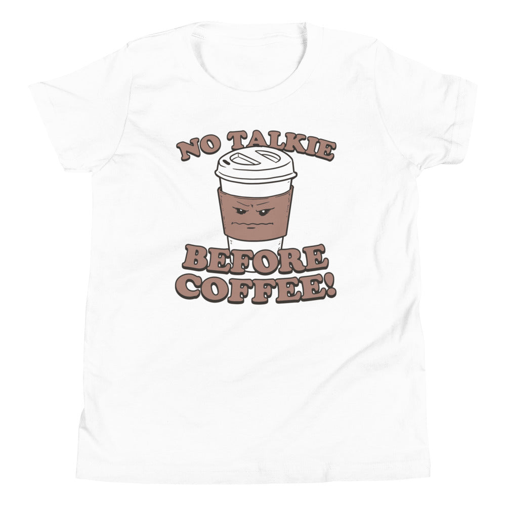 No Talkie Before Coffee! Kid's Youth Tee Hoodie, Sweatshirt | PureTeeCo.com (Image 4)