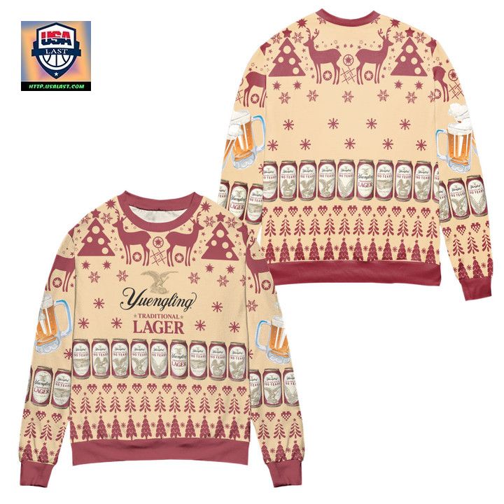 Yuengling Traditional Lager Reindeer Snowflake Pattern Ugly Christmas Sweater