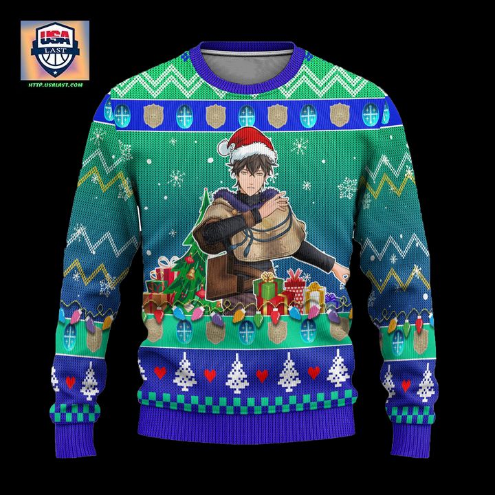 Yuno Anime Ugly Christmas Sweater Black Clover Xmas Gift