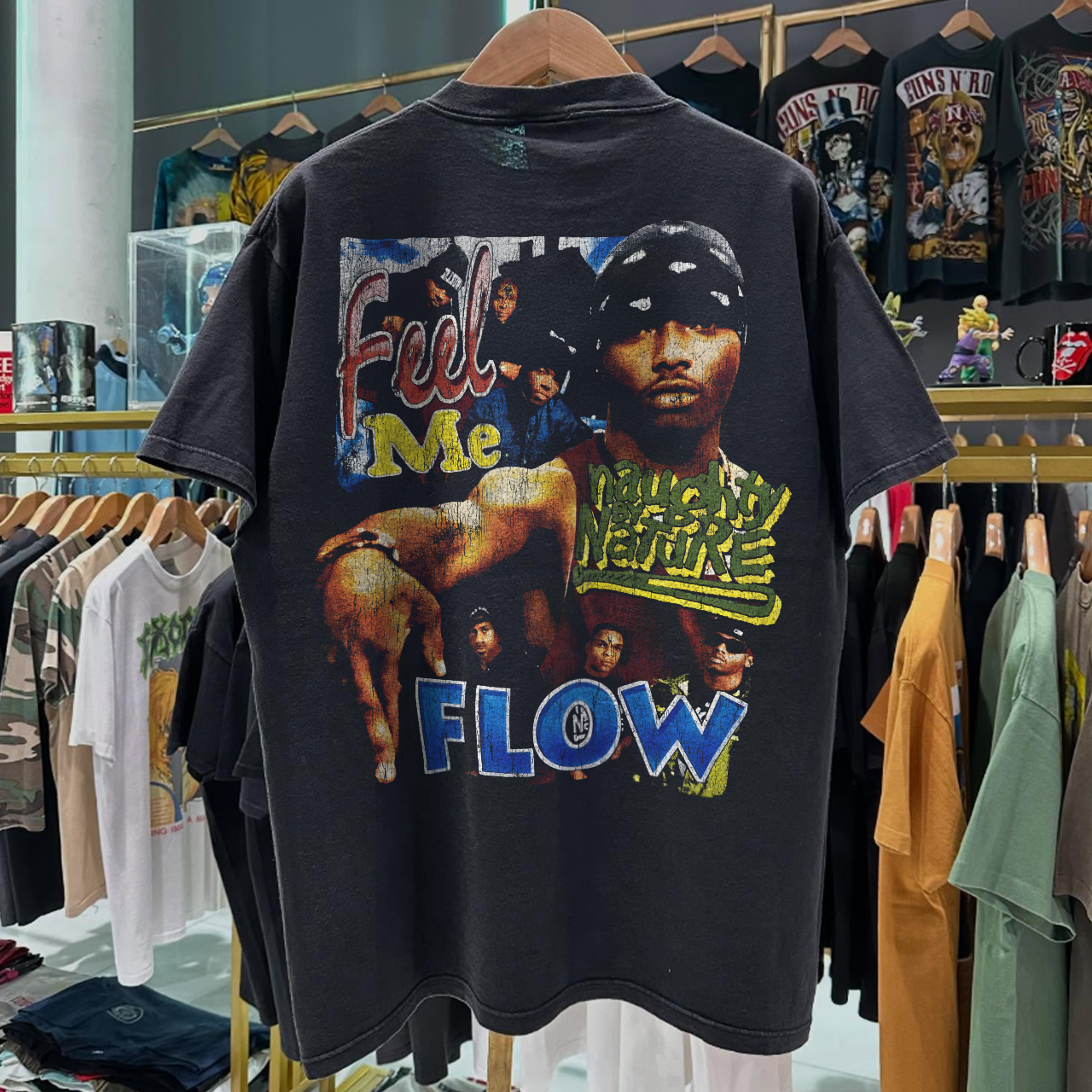 90s NAUGHTY BY NATURE ' POVERTY'S PARADISE' RARE WASHED BLACK RAP-TEE Hoodie, Sweatshirt | PureTeeCo.com (Image 2)