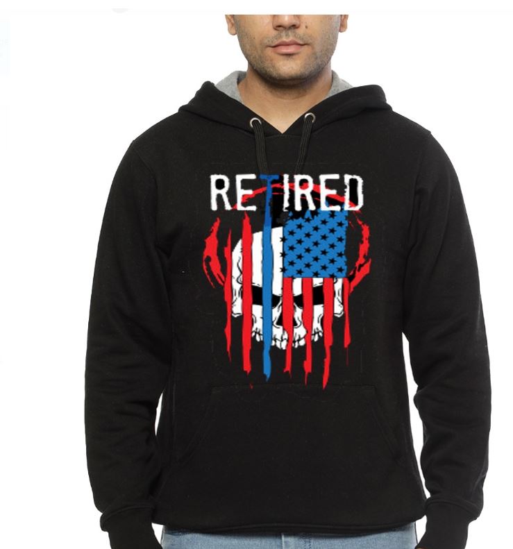RETIRED POLICE Black Hoodie T-Shirts, Sweatshirt | PureTeeCo.com